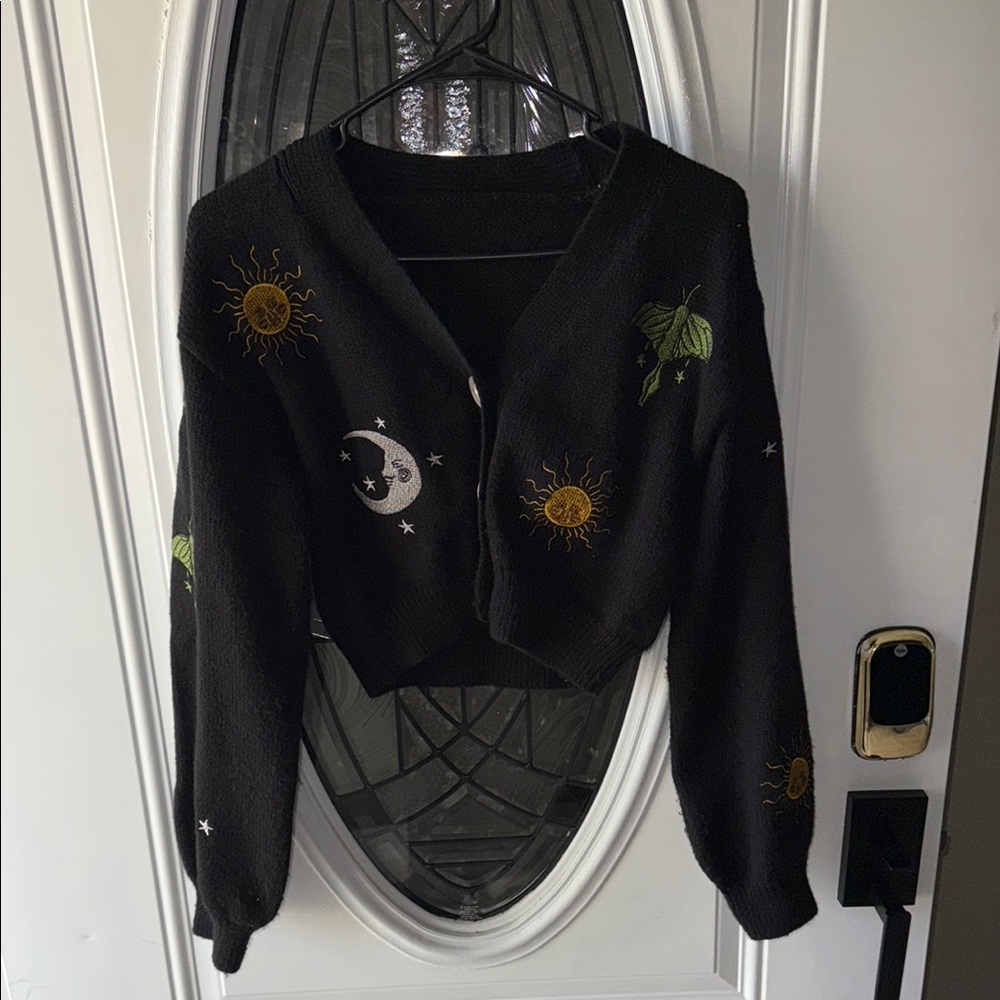 Black Embroidered Women's Sweater